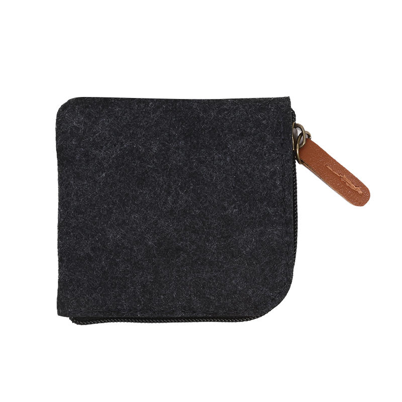 1PC Compact Women Men Short Card Holder Wallet Felt Change Pouch Portable Zipper Coin Purse
