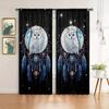 2pcs Owl Printed Curtain for Home Decor - Rod Pocket Window Treatment for Bedroom, Office, Kitchen, Living Room, and Study