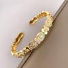 Handicraft Enamel Glazed Bracelet Gold Opening Bracelet Elegant New Chinese Style Bangle  Party