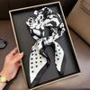 Luxury Polka Dot Camellia Flower Scarves Soft Satin Square 70*70cm Scarves Neckerchief Women Shawls Hijab Scarf