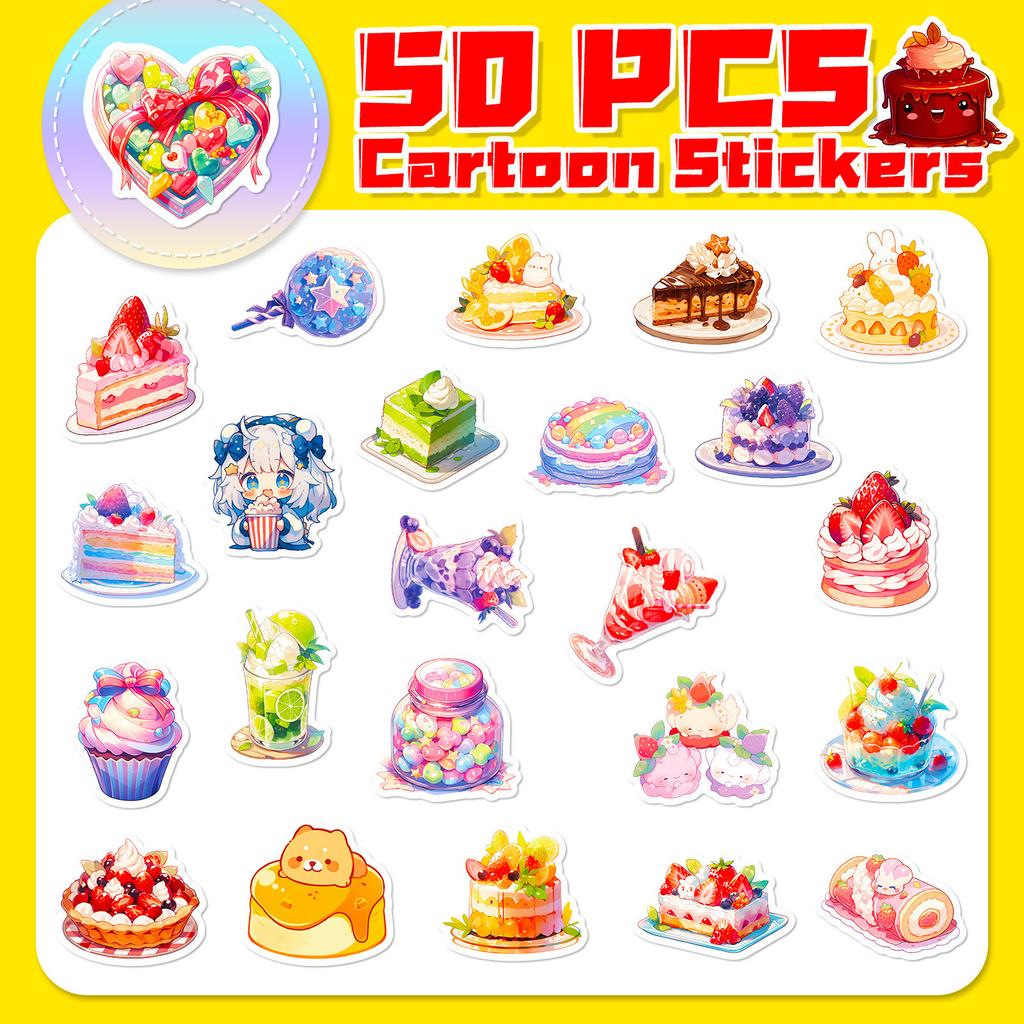 50 Милых Наклеек Десертов Мультяшные Милые Непослушные Еда Десерт Молочный Чай Выпечка Мороженое