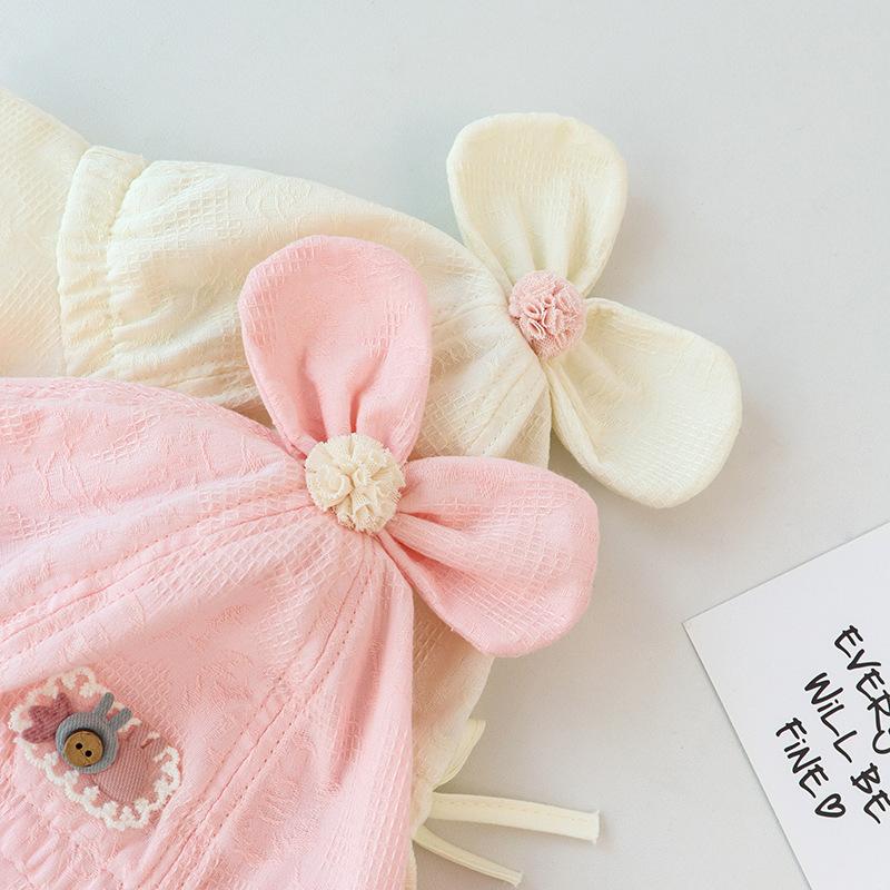 Милая детская шляпа-ведро с бантиками, летняя хлопковая шляпа-рыбак для малышей и малышей, однотонная, регулируемая на шнурке, шапочка для купания для девочек