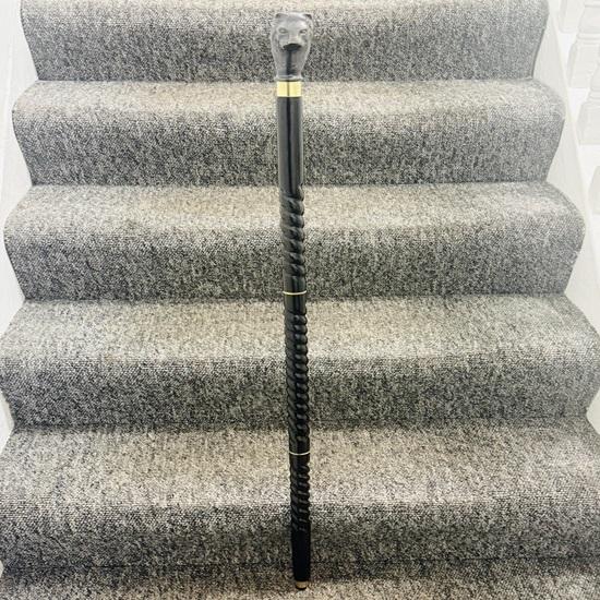 91.44 Cm Victorian Wooden Walking Stick Cane Lion Head Style