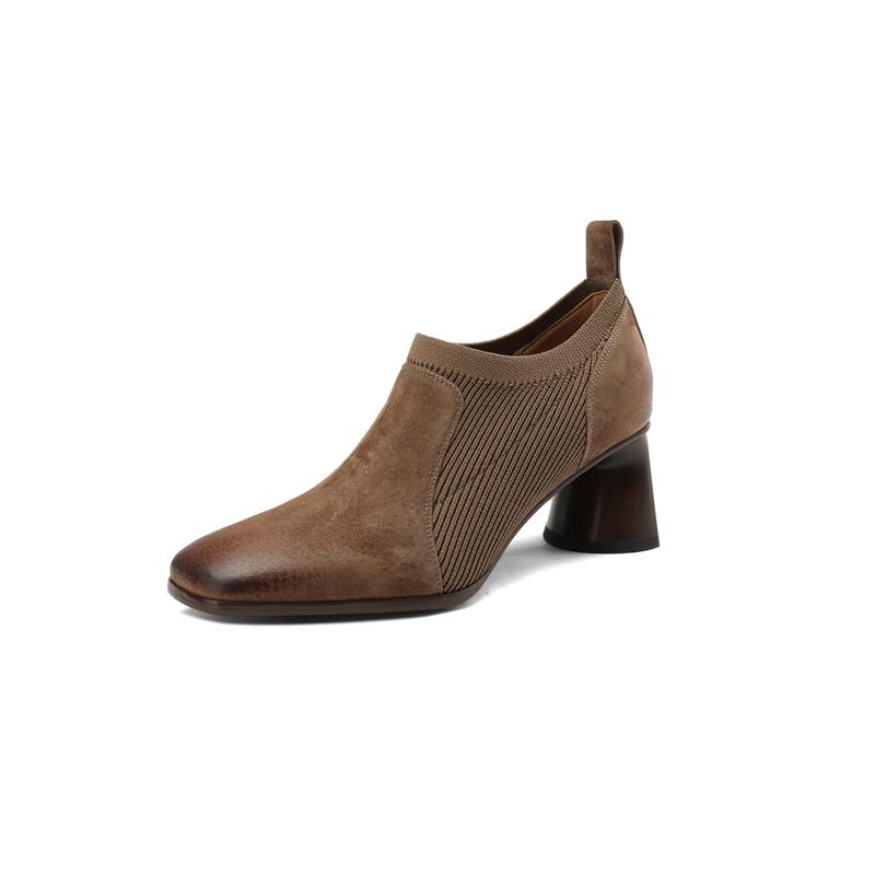 Мода 2025 Новая мода Удобные Женские Ботильоны из Натуральной Кожи Элегантный Квадратный Носок Толстый Каблук Туфли Лодочки Вечеринка Повседневная Обувь Женщина