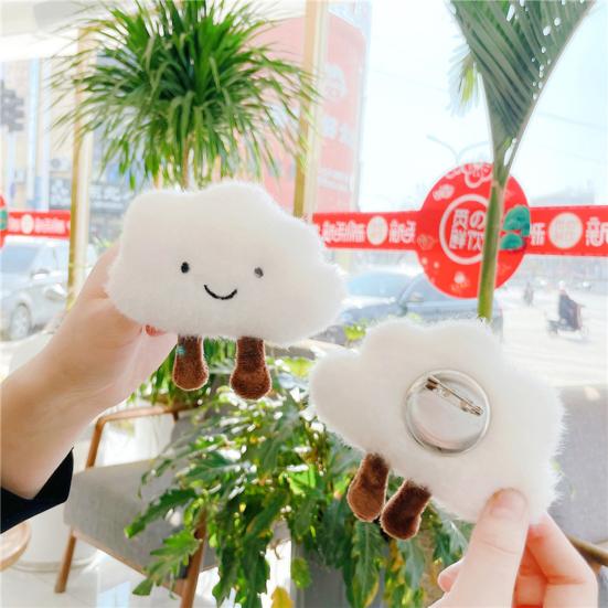 Hair Clips Fluffy Decoration Plush Cartoon Clouds Brooch Pin for Ornament