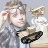 Customizable Children's Diy Technology Electric Tracked Tank Car Wooden Material Educational Kit