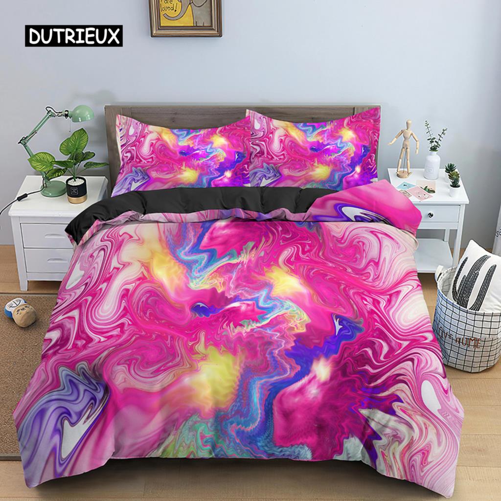 Комплект постельного белья с абстрактным рисунком, напечатанный на 3D-принтере, пододеяльник с застежкой-молнией, комплект одеяла из полиэстера размера Queen Size