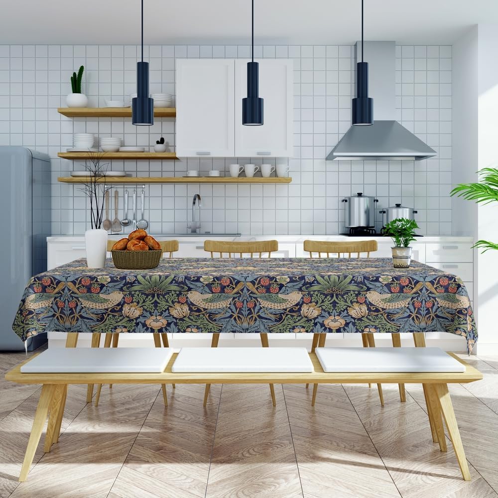 Boho Flower Bird Rectangle Waterproof Tablecloth Party Decor Reusable Farmhouse Kitchen Dining Tablecloth Wedding Decorations