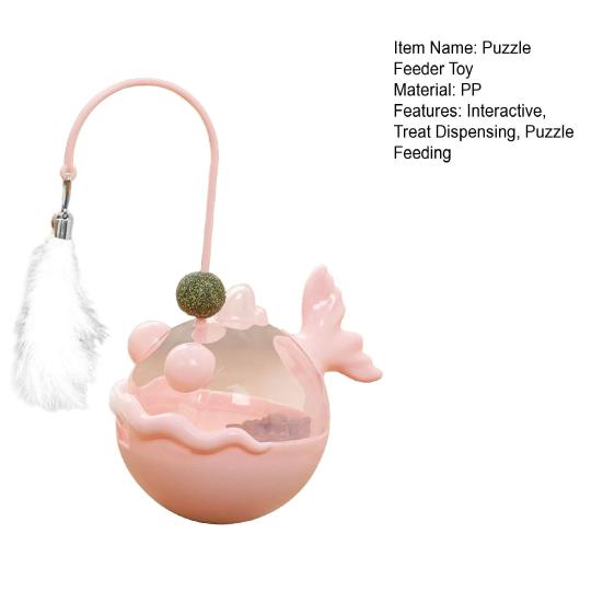 Interactive Cat Treat Dispenser Toy Puzzle Cat Tumble Spill Slow Feeder Kitten Teaser Wand Entertainment Toy for Indoor Cats