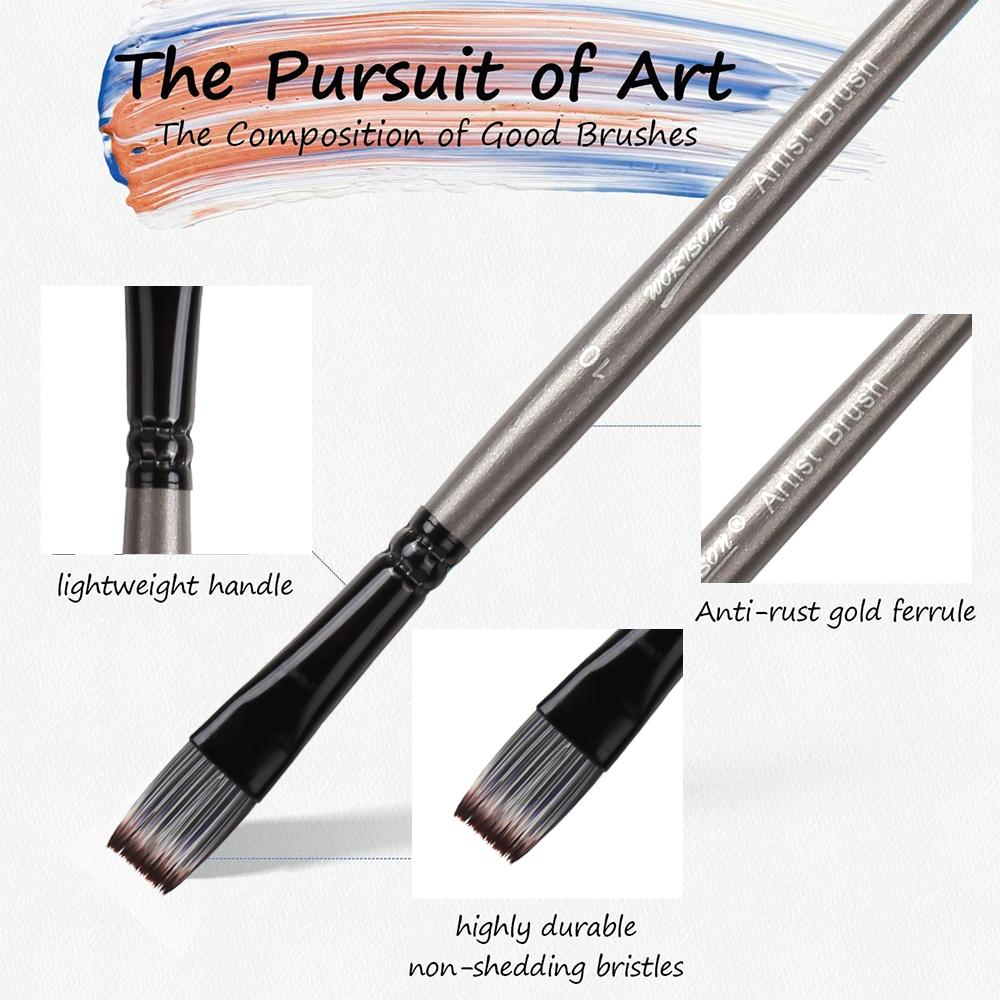 Набор нейлоновых кистей для рисования, 6 штук, с плоской и круглой головкой, художественные кисти для масляной, акварельной, акриловой живописи, идеально подходит для художников или любителей