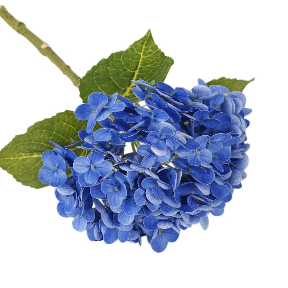 Hydrangea Macrophylla Artificial Hydrangea Flower Green Leaf Real Touch Simulation Colorful Hydrangea Handmade Luxury