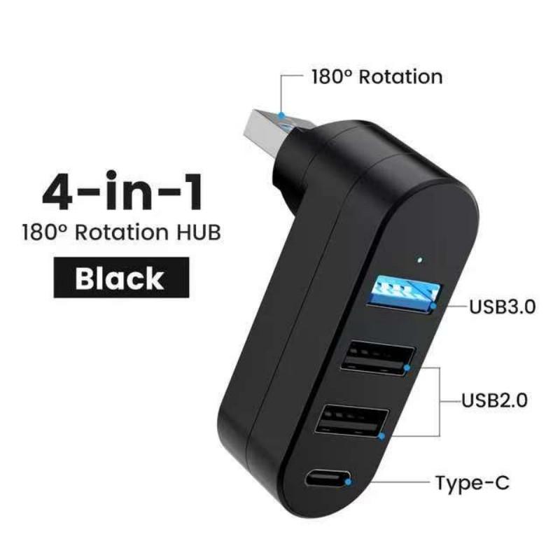 Вращающийся USB 3.0 HUB Type C Splitter 4 порта, несколько расширителей для компьютера, ноутбука, мыши, клавиатуры, U-диска, передачи данных