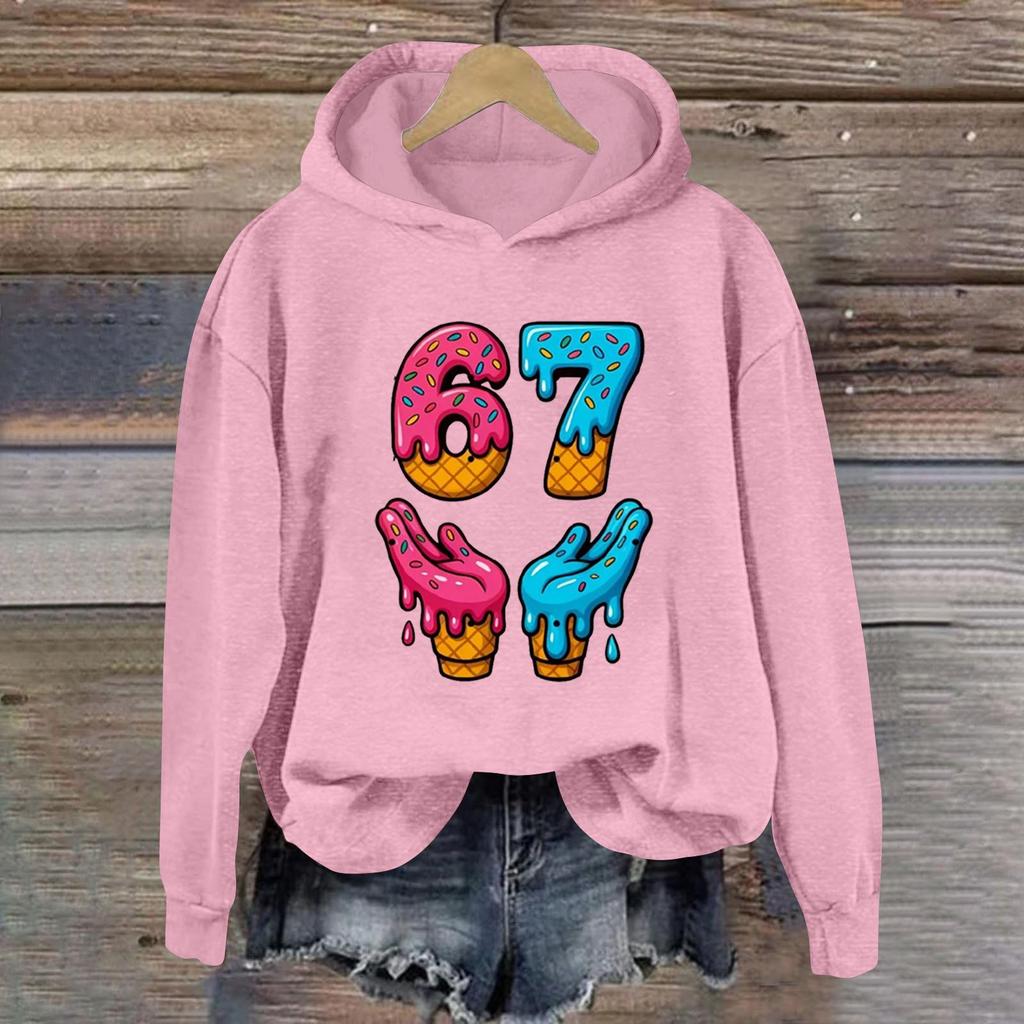 Women's Fashionable Casual Long-Sleeved Printed Hooded Sweatshirt
