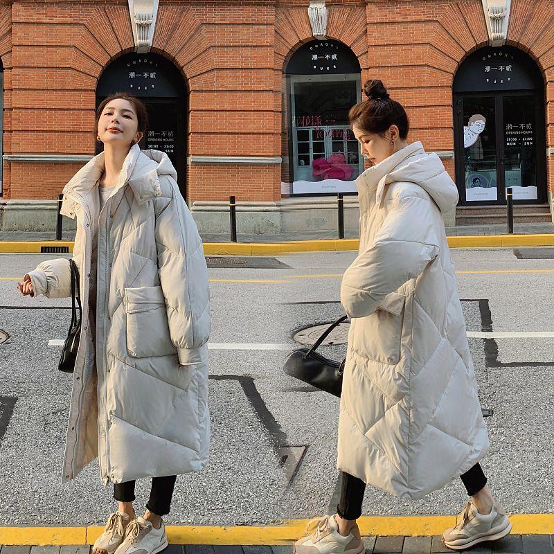 Осень-зима, пуховая женская зимняя стеганая куртка средней длины, толще, чем до колена, стеганое пальто