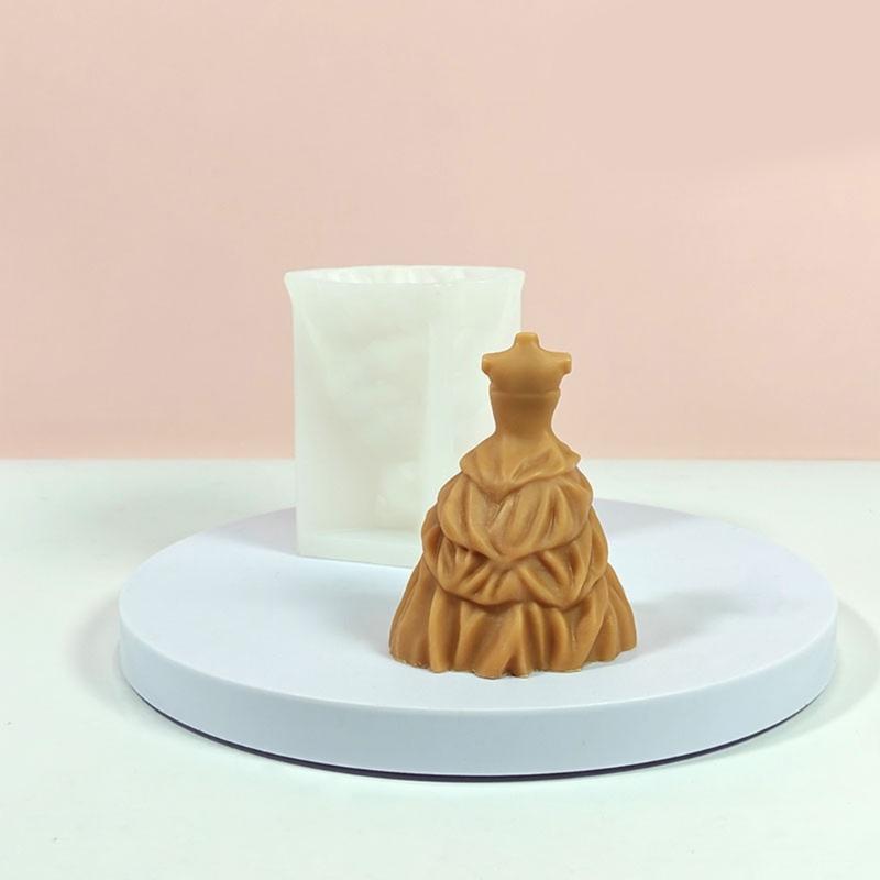 Evening Dress Silicone Molds for Candle Soap Fondant Chocolate Candy Wedding Dress Silicone Candle Molds for Epoxy Resin