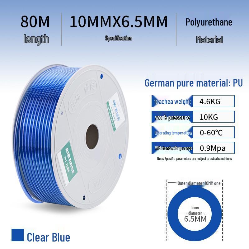 Durable 8mm PU Pneumatic Air Hose, 12mm Tube, Wear & Pressure Resistant - Compressor Accessory