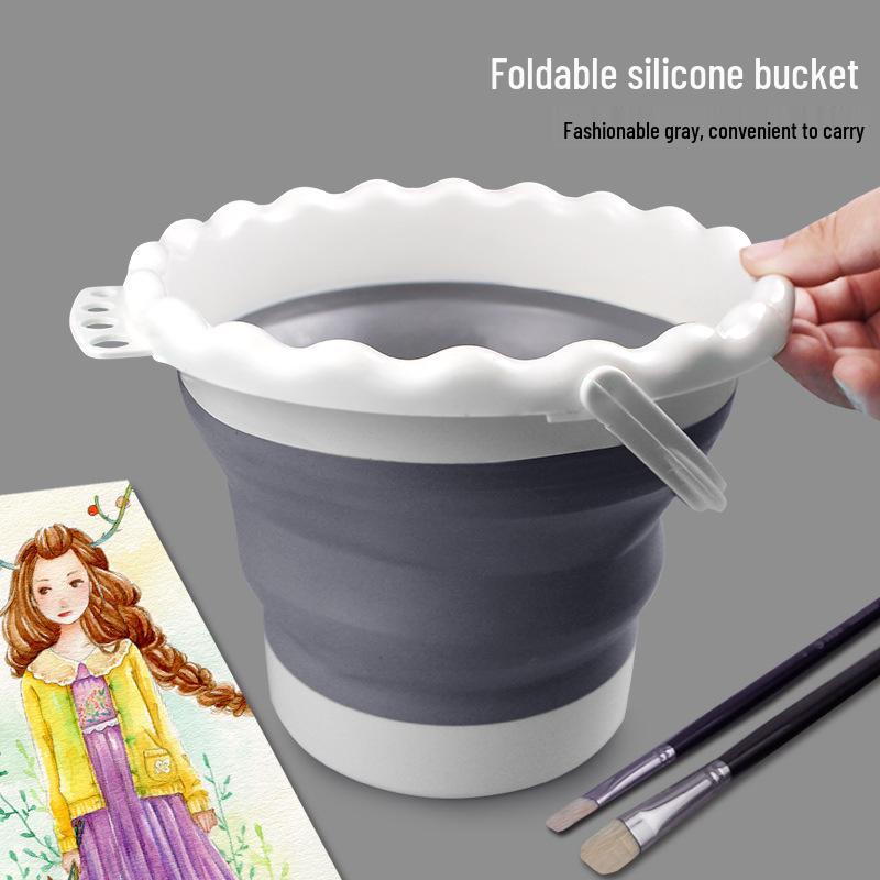 Large Capacity Foldable Silicone Water Bucket for Brush Washing - Durable and Portable