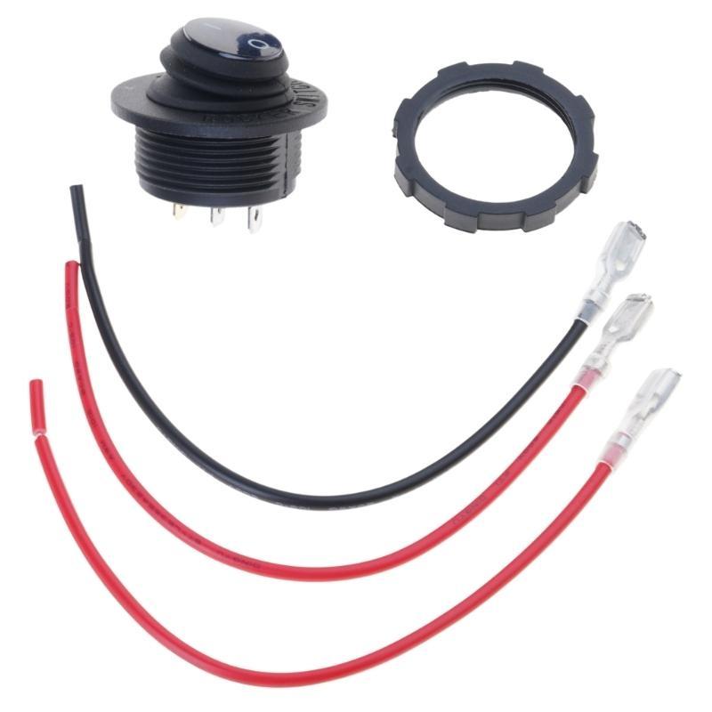 12V 20A Waterproof Rocker Switch Blue LED Lighted Round ON Off 3 Pin 12 Volt Weatherproof for Marine Car RV Truck Pushbutton Switches 3