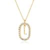  Sterling Color Gold Tone 26 Letters Z Alphabet Initial Long Chain Necklaces Ovals High End Jewelry Crystal Stone Cubic Zircon ChokerLuxury