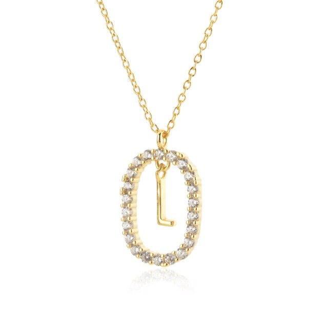 Sterling Color Gold Tone 26 Letters Z Alphabet Initial Long Chain Necklaces Ovals High End Jewelry Crystal Stone Cubic Zircon ChokerLuxury