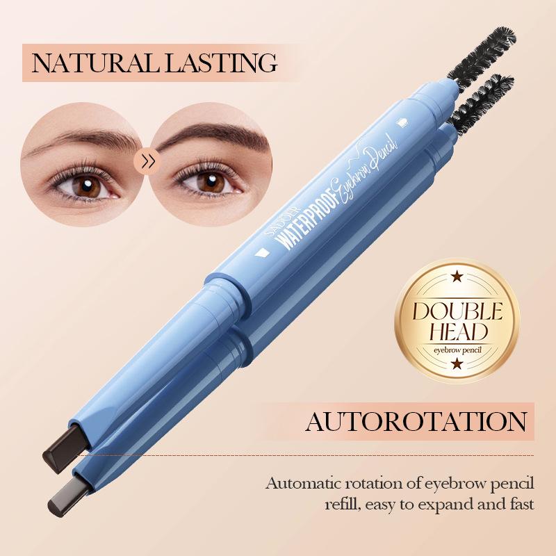 SADOER Eyebrow Pencil Brush Waterproof Natural Dual Ends