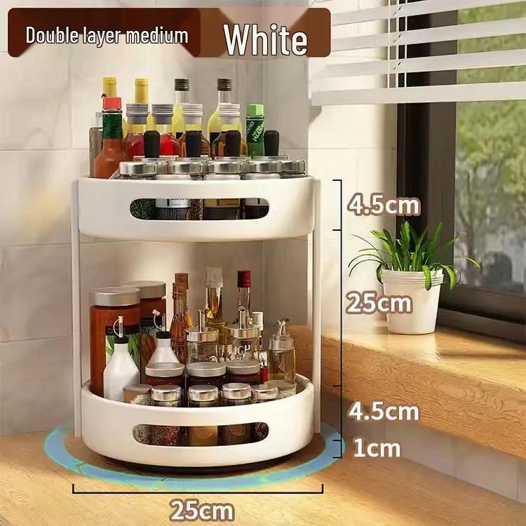 360° Rotating Spice Rack: Multifunctional Kitchen Condiment Storage Box