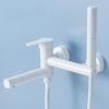 White Bathroom Shower Shower Set Brass Wall Mounted Handheld Hot&Cold Shower Faucet Bathtub Swivel Spout Shower Tap Double Hole
