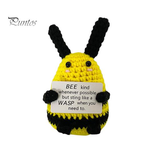 Позитивная вязаная крючком кукла-животное с поощрительной открыткой, эмоциональная поддержка, ручная вязка, утка, цыпленок, пчела, украшение, украшение для детей и взрослых, снятие стресса