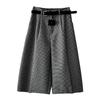 Ju Zhi Early Autumn Plaid Wool Wide-Leg Retro Houndstooth Pants