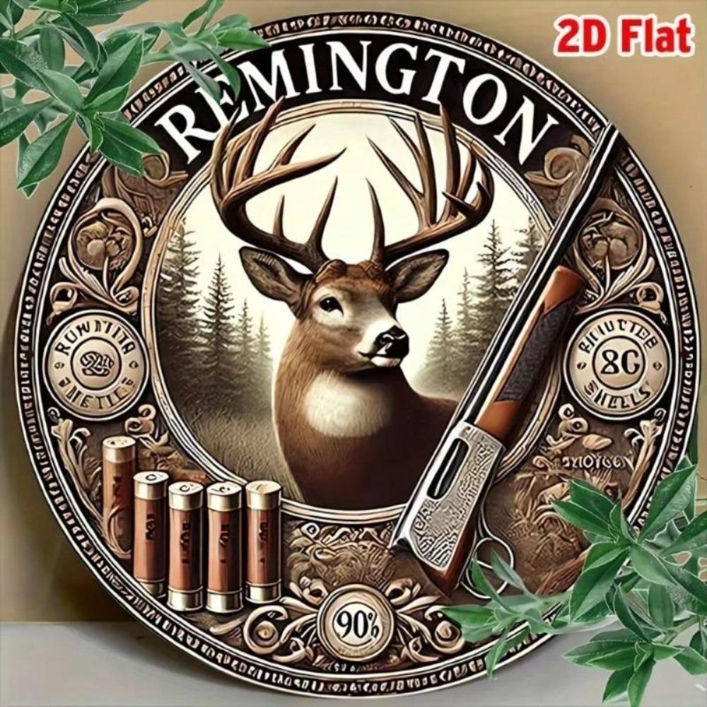 Винтажная металлическая табличка 8 дюймов Remington Classic Flat 2D Настенное искусство Декор для дома