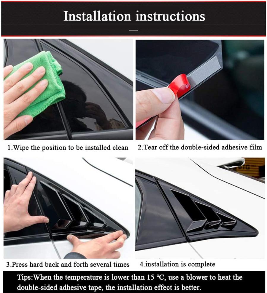 Side Vent Louver For Honda Civic 2016-2021 Hatchback