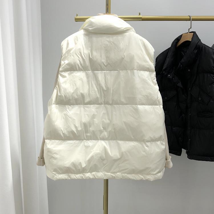 Новая корейская версия пуховик жилет женский свободный большой размер модный белый утиный пух жилет жилет жилет куртка Tide