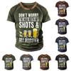 Men's Raglan T-shirt Retro Short Sleeve Round Neck Letter Printing Tops