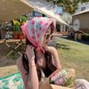 55Cm  Sweet Floral Print Small Square Scarf For Women Girl Cute Soft Flower Scarf Hairband Headband Korean Hair Scarves