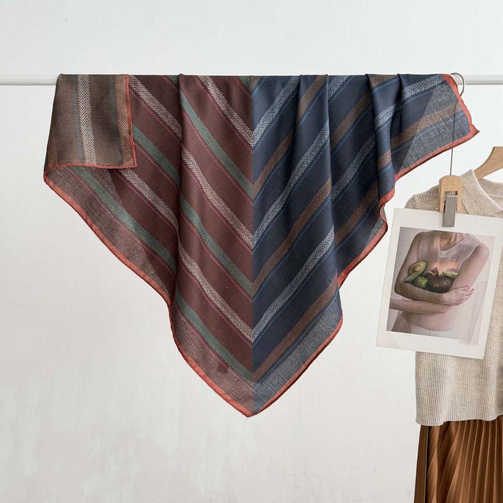 Lightweight Double-sided Printed Silk Scarf Breathable Retro Patterned Square Shawl Spring