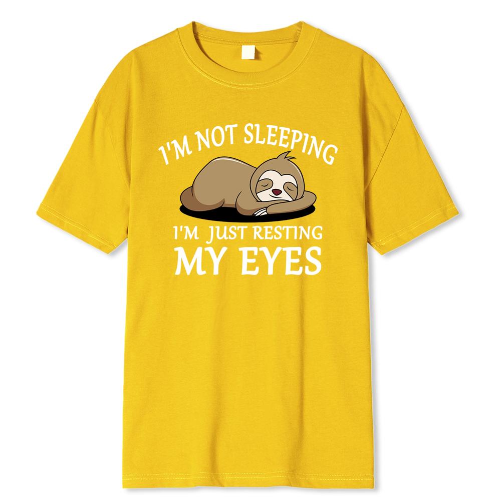 Лень:Я Не Сплю Я Просто Отдыхаю Мои Глаза Мужские Футболки Мода Дышащие Футболки Свободная Хлопковая Футболка Одежда Бренд Футболка