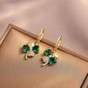 Женские серьги с серебряной булавкой S925 и светло-зеленым цветком с цирконием