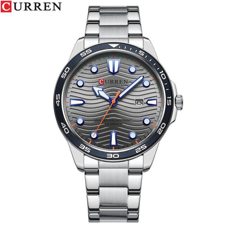 CURREN Men's Steel Band Fashion Business Watch Quartz Calendar Men's Watch Waterproof for Students