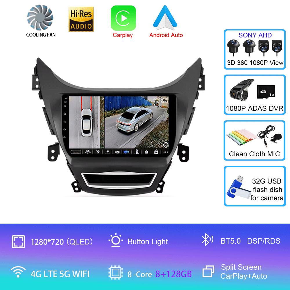 Для Hyundai Elantra Avente i35 2011-2015 Автомобильный радиоприемник Android 14 Carplay Авто GPS-навигация Мультимедийный проигрыватель Видео Стерео 2 DIN