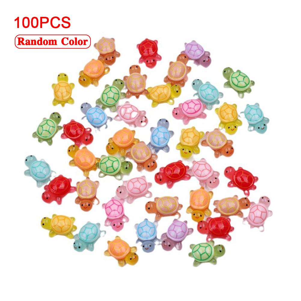 1/100 Pcs Cute Mini Luminous Turtle Ornaments Glowing In The Dark Miniatures Turtle Micro Landscape Kids Toys Home Decor Gift