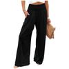Women's Casual Loose High Waist Cotton Linen Wide Leg Long Pants With Pockets