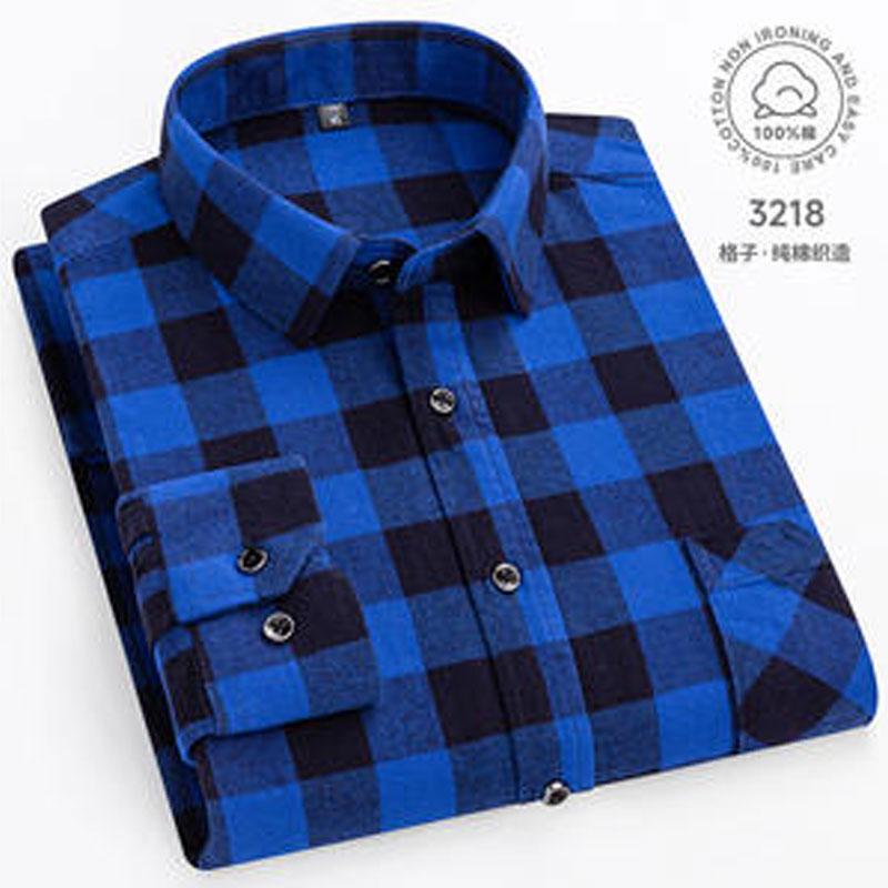 10XL 11XL 100% хлопок Осень Зима Рубашка для полных мужчин Длинный рукав высокое качество шерсть модная клетчатая повседневная немнущаяся