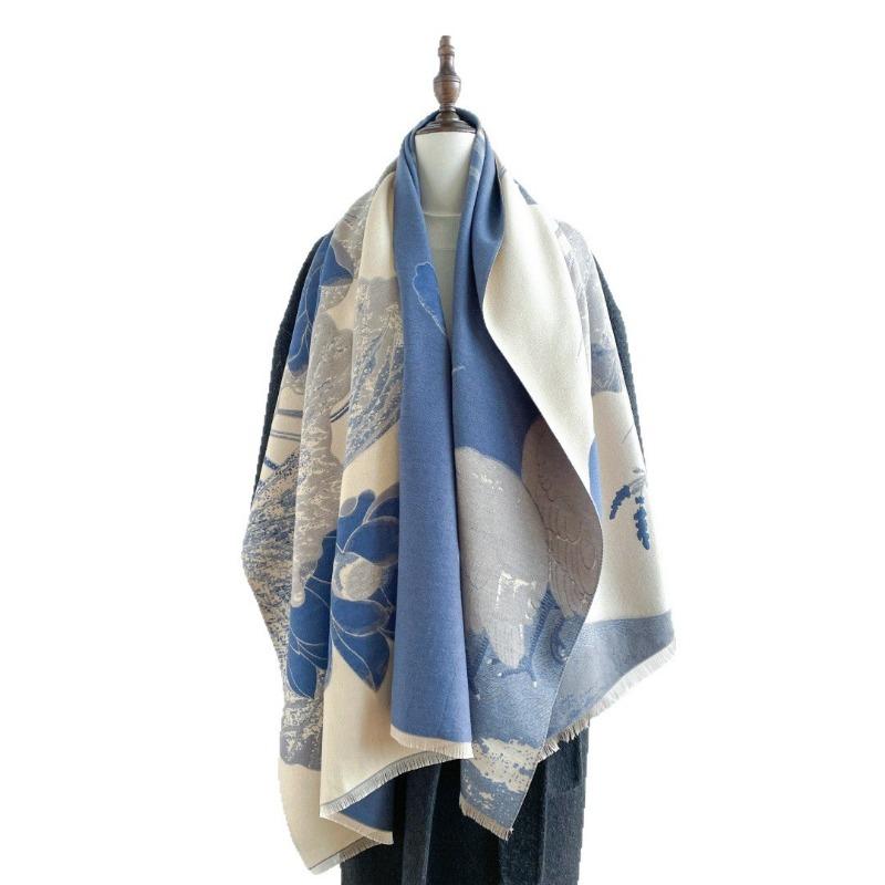 Новый шарф с аистами осенне-зимний двусторонний шарф из имитации кашемира зимняя высококачественная теплая шаль