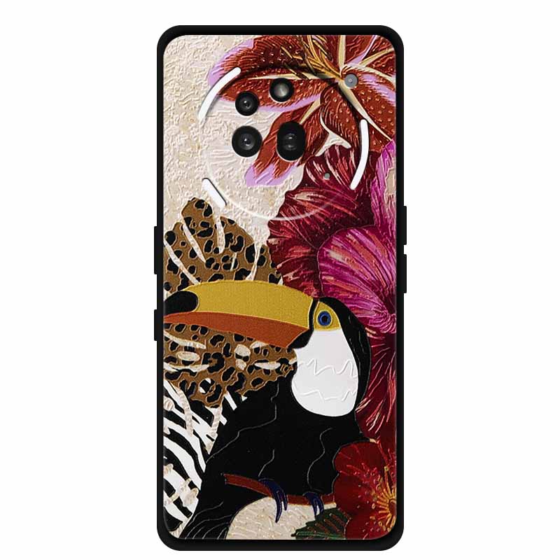 3D Тисненый Чехол Для Nothing Phone 3A Pro Чехол 3 A Pro Coque Цветы Черный Силикон Мягкая Задняя Крышка Для Nothing Phone3A Pro Чехол