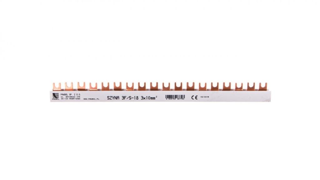 3P 63A 10mm2 fork busbar (18mod.) S-18 E.4303