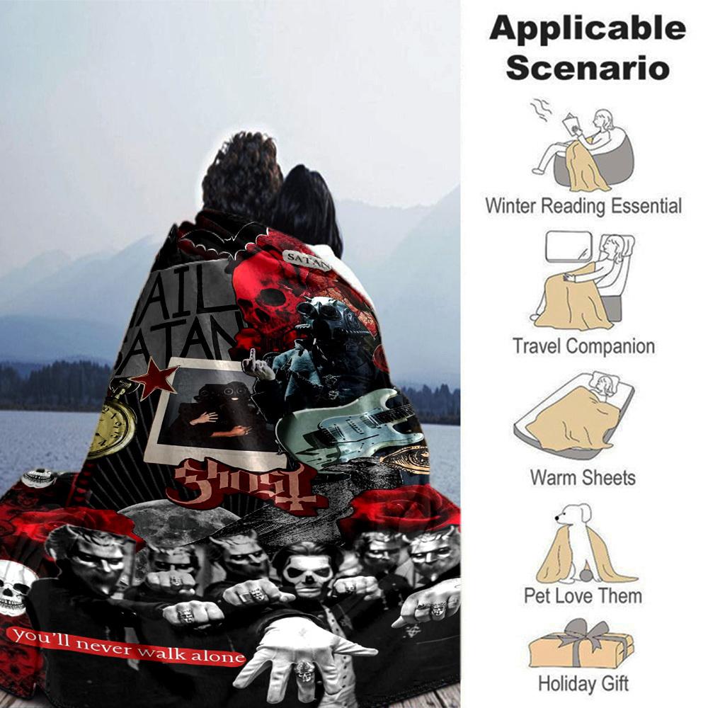 1pc Satan Ghost Themed Printed Soft and Comfortable Home Blanket, Small Throw Blanket, Nap Blanket, Suitable as a Gift l018