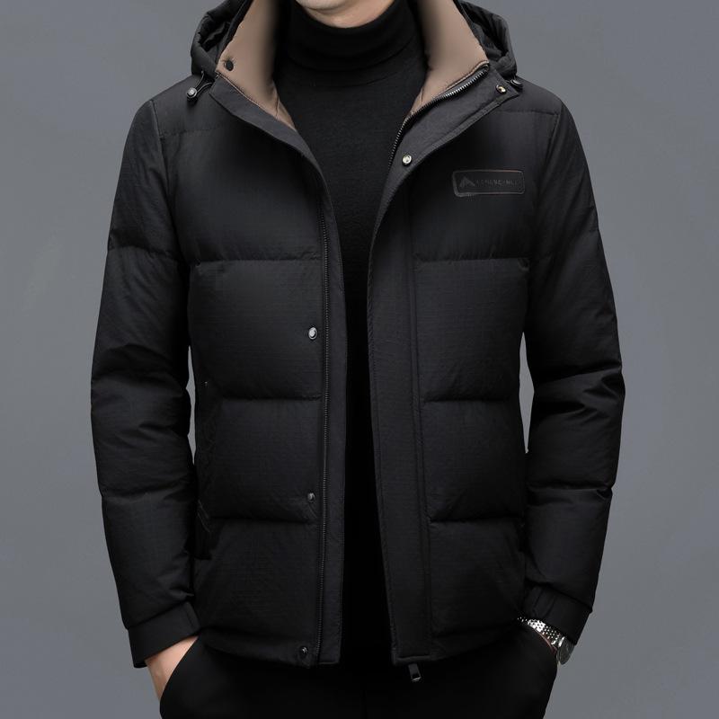 Winter New Middle-aged and Elderly Down Jacket Men's Short Large Size White Duck Down Casual Thickened Coat Loose Cotton Jacket