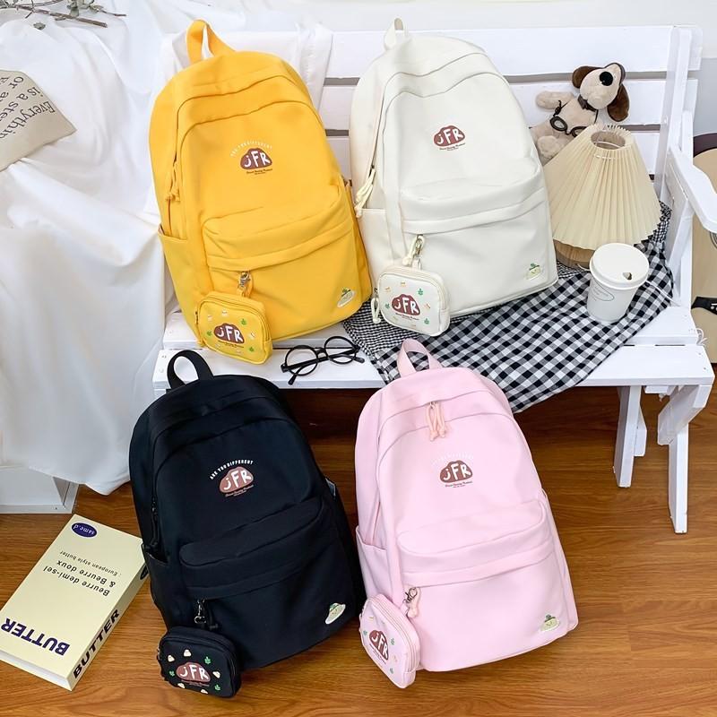 Letter Simple Printed Student Backpack With Coin Purse For Casual Activities