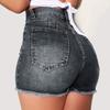 Women's Denim Shorts Summer Lady Clothing High Waist Denim Shorts Women's Fringe Frayed Ripped Jeans  Shorts With Pockets