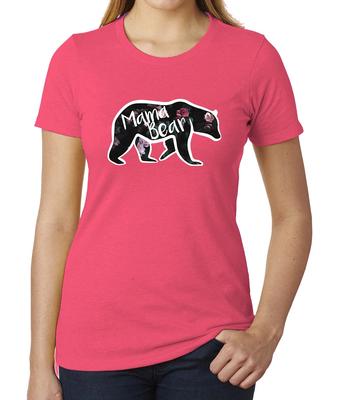 Mama Bear Floral Woman's Graphic T-Shirt- Cute Mom Shirts